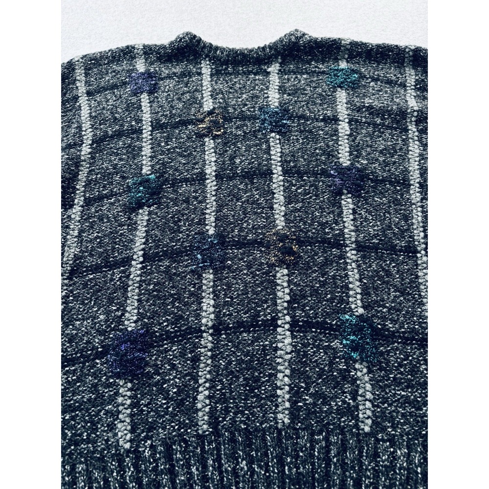 Vintage 90s Collectif Grandpa Sweater Mens Large Windowpane Marl Knit Cozypunk